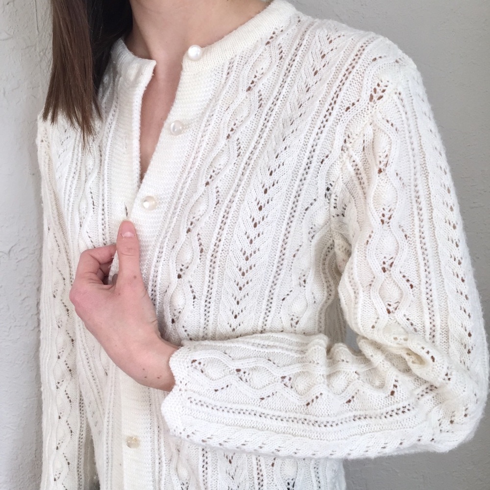 Vintage White Knit Cardigan